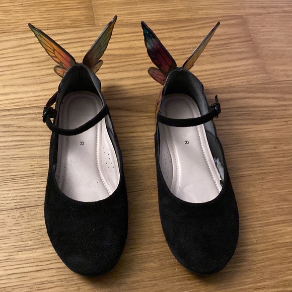 Sophia Webster Girls Mini Chiara Butterfly Wings Black Velvet Flats Shoes 1 32 - Picture 2 of 7